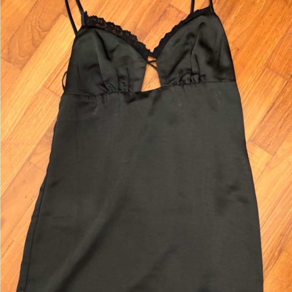 Princess Polly Black Slip Dress with Lace Trim